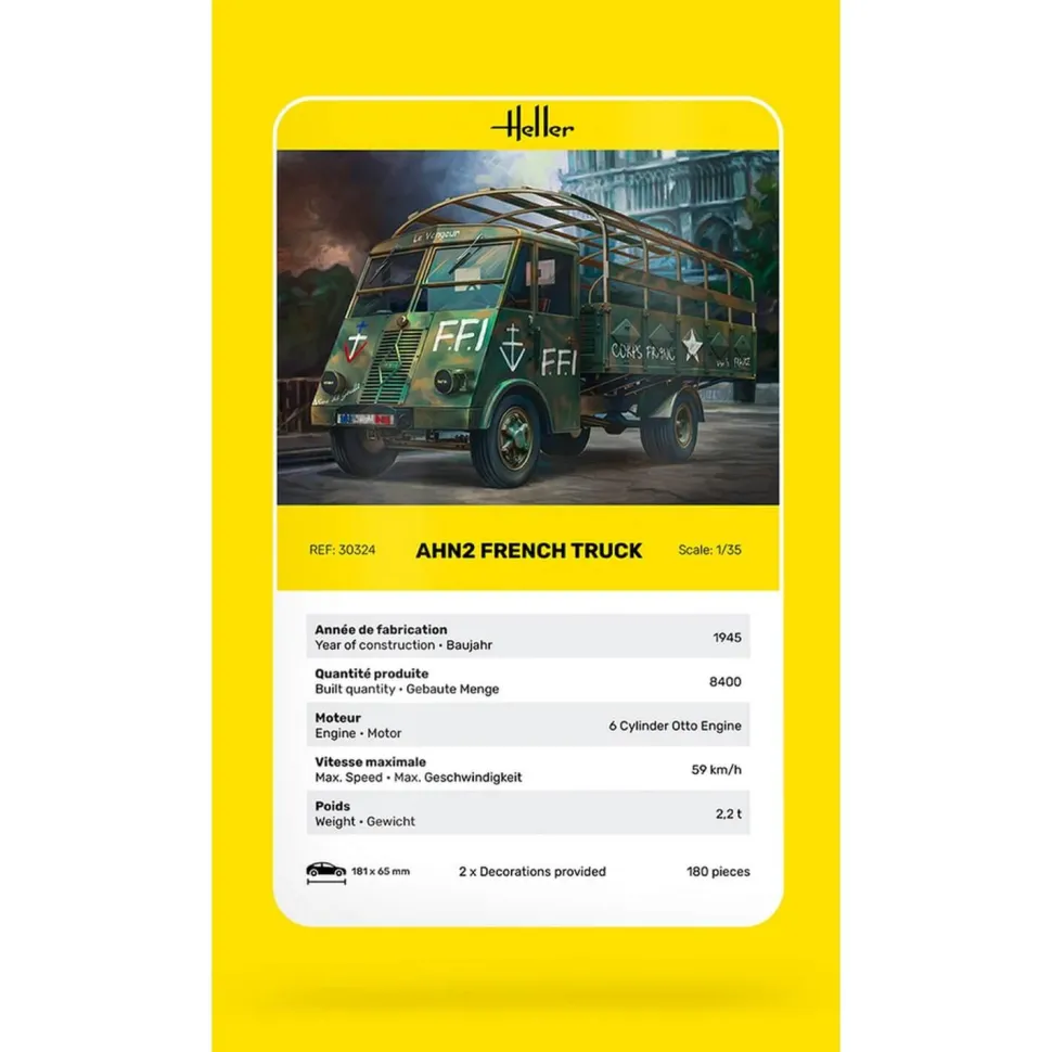 Maquette Véhicule Militaire : AHN2 - Camion Français - Heller