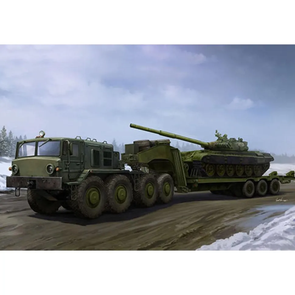 Maquette véhicule militaire : MAZ-537G avec semi-remorque ChMZAP-9990 - Trumpeter