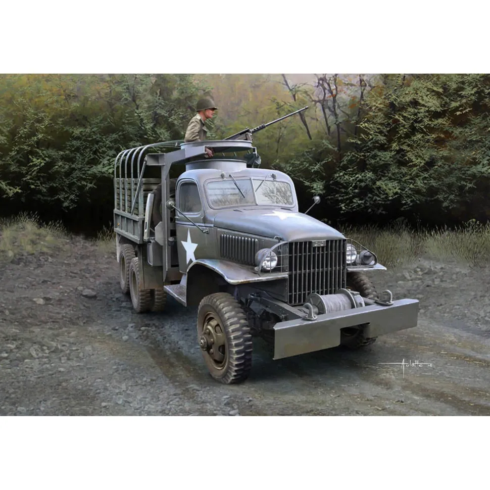 Maquette véhicule militaire : US GMC CCKW-352 Machine Gun Turret Version - Hobby Boss