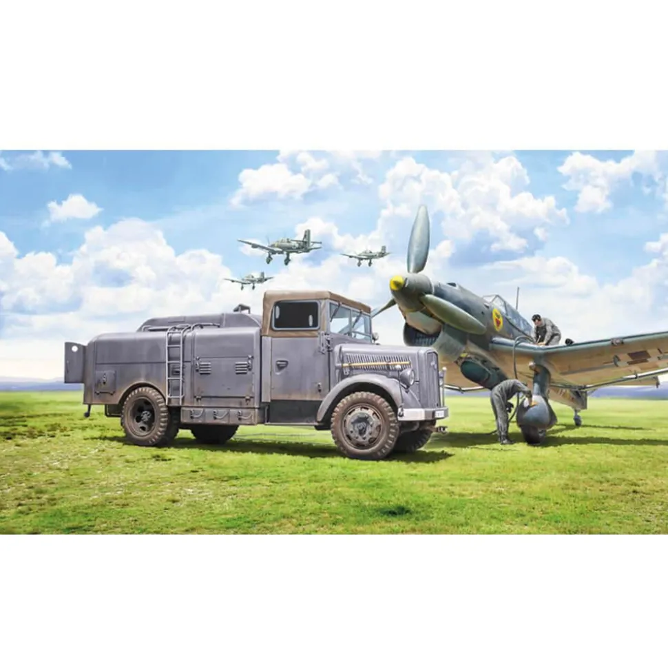 Maquette véhicule militaire : Opel Blitz Citerne Aérodrome - Italeri