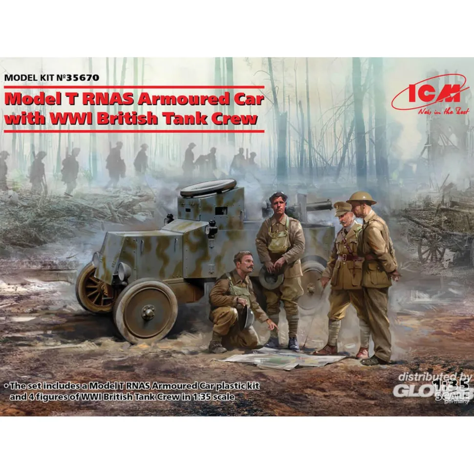 Maquette Véhicule militaire : Model T RNAS Armoured Car with WWI British Tank rew - ICM