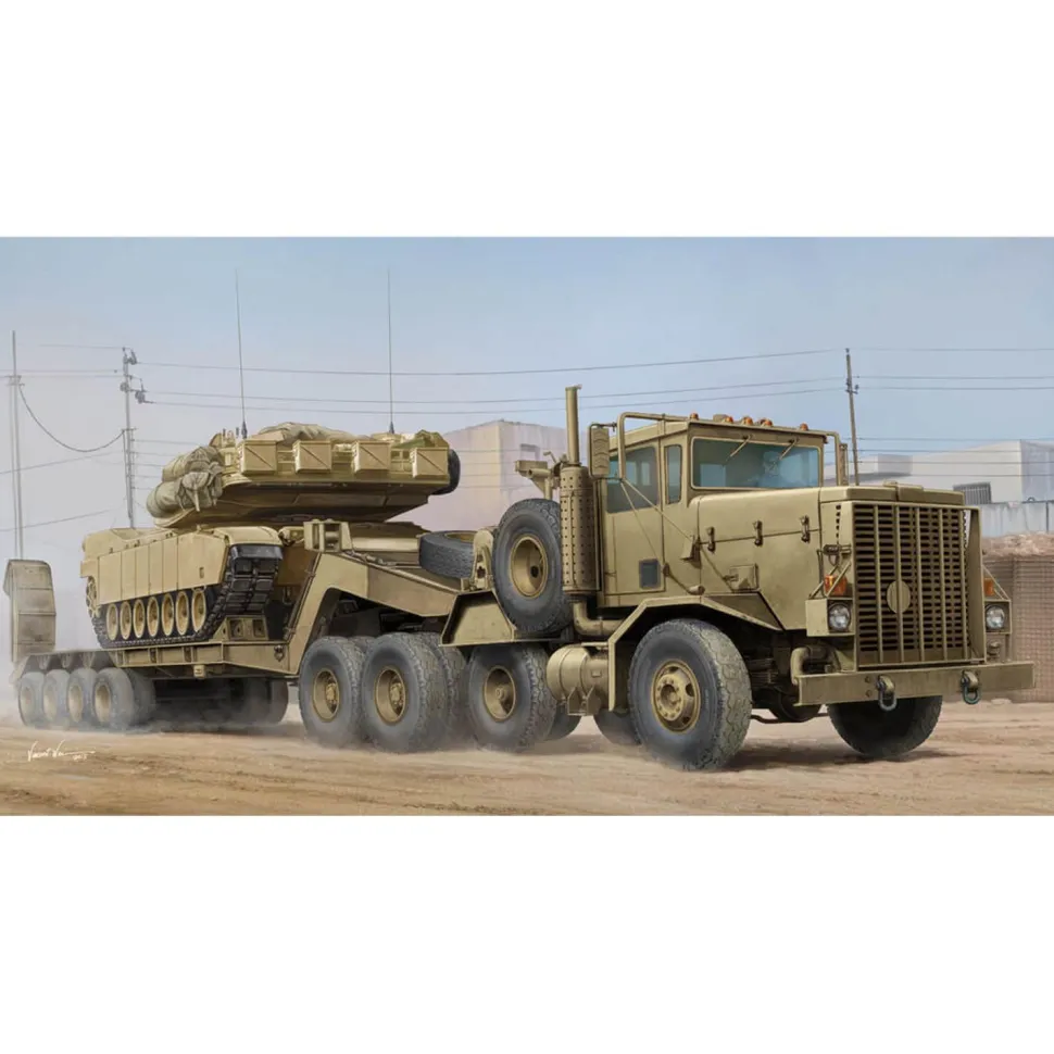 Maquette véhicule militaire : M911 C-HET avec semi-remorque pour équipement lourd m747 - Hobby Boss