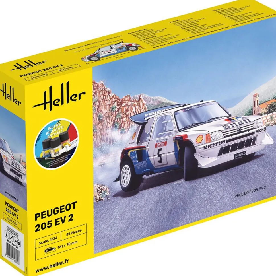 Maquette voiture : Kit complet : Peugeot 205 EV2 - Heller