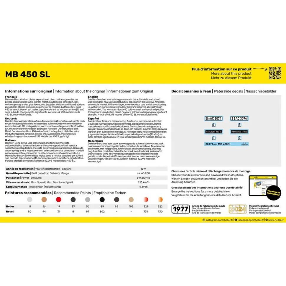 Maquette voiture : MB 450SL - Heller