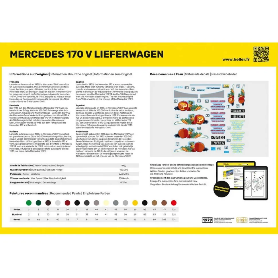 Maquette voiture : Mercedes 170 V Lieferwagen - Heller