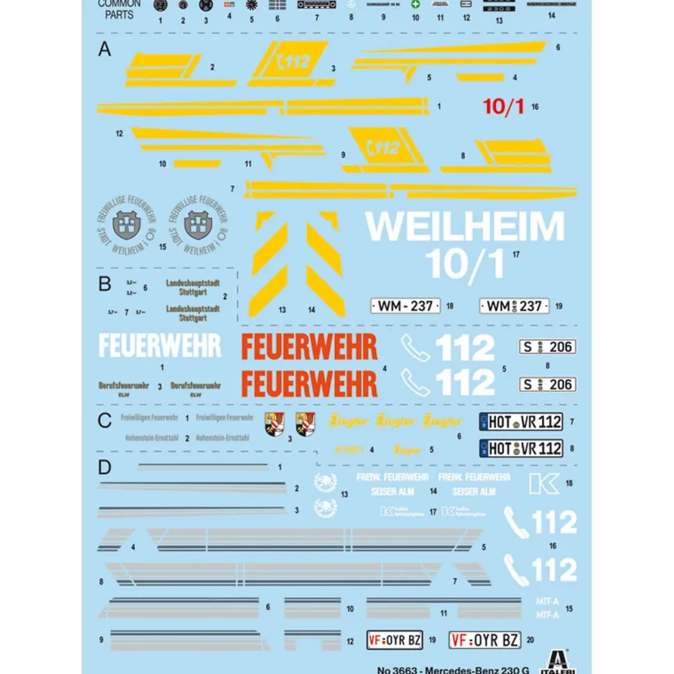 Maquette voiture : Mercedes G230 Pompiers - Italeri