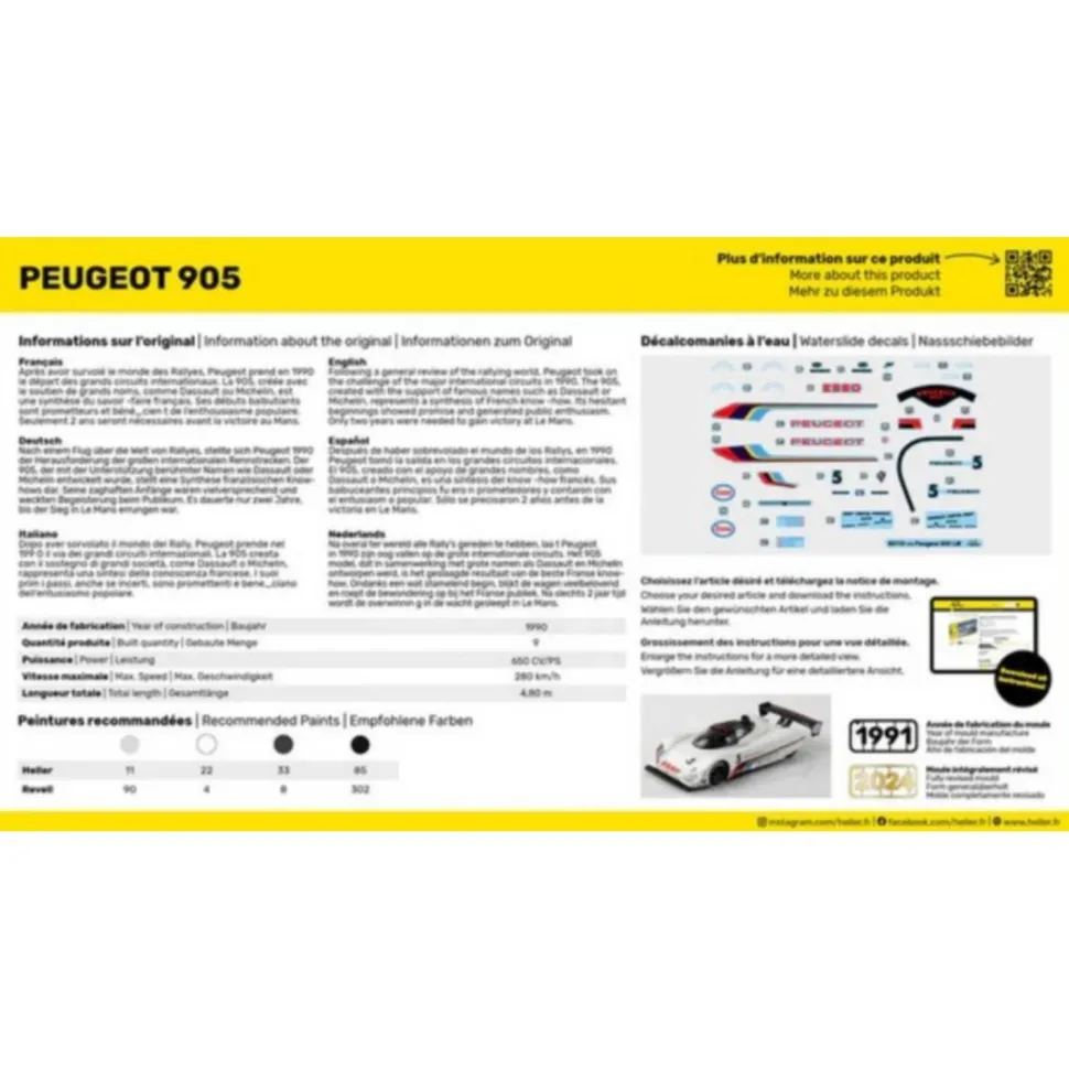 Maquette voiture : Peugeot 905 en 1:43 - Heller