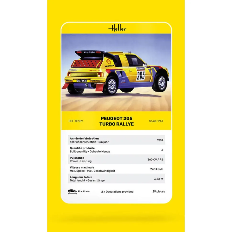 Maquette voiture : Peugeot 205 rallye - Heller