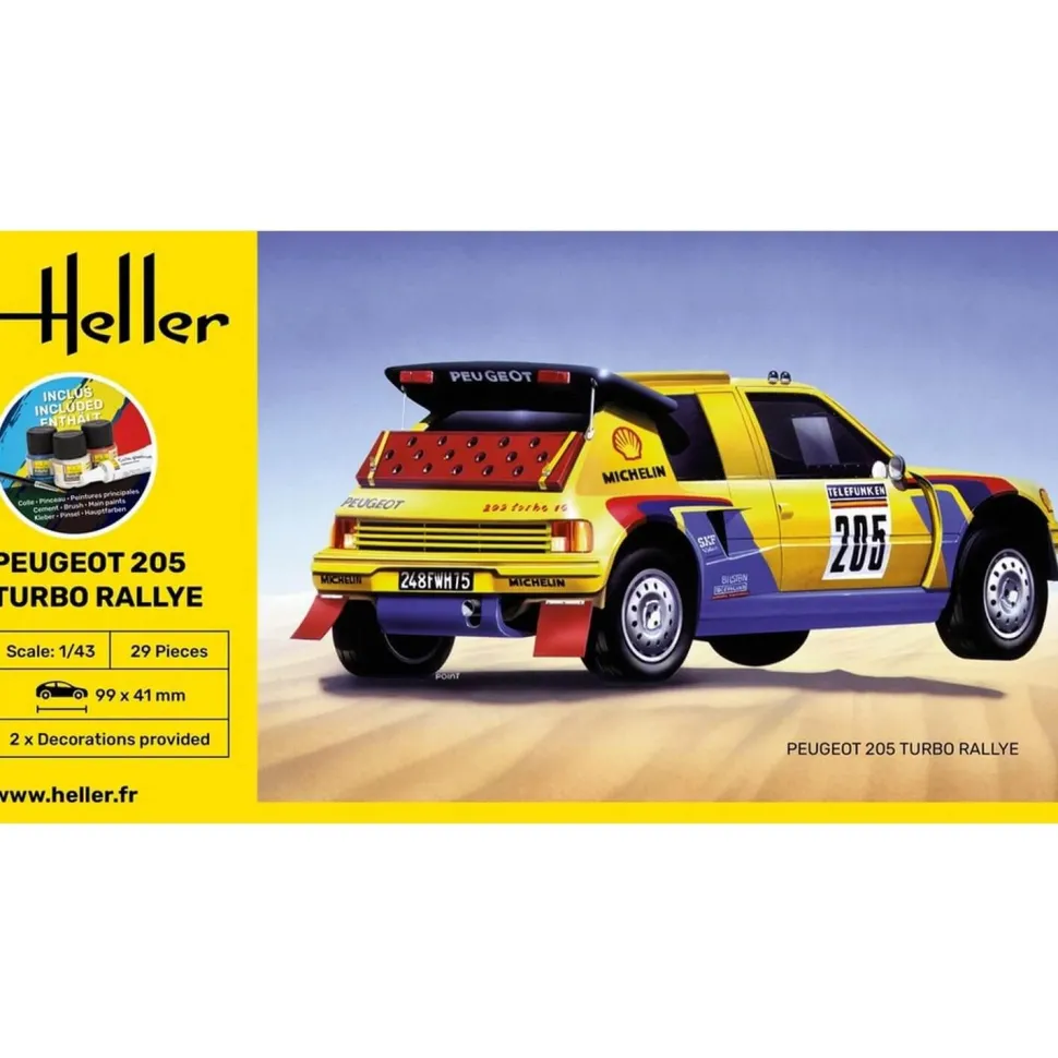 Maquette Voiture : STARTER KIT-Peugeot 205 Turbo - Heller