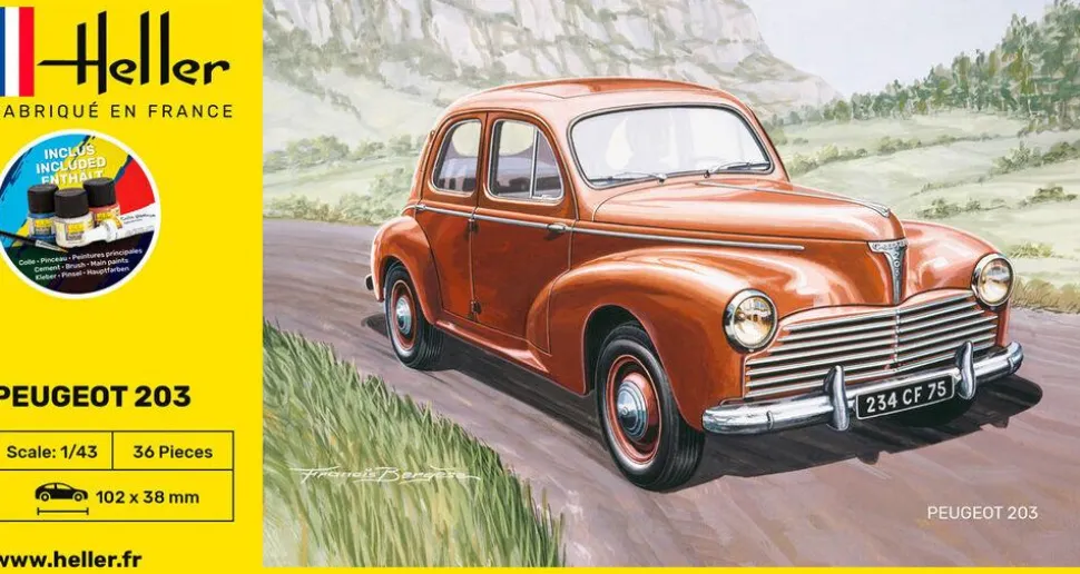 Maquette voiture : Starter Kit : Peugeot 203 - Heller