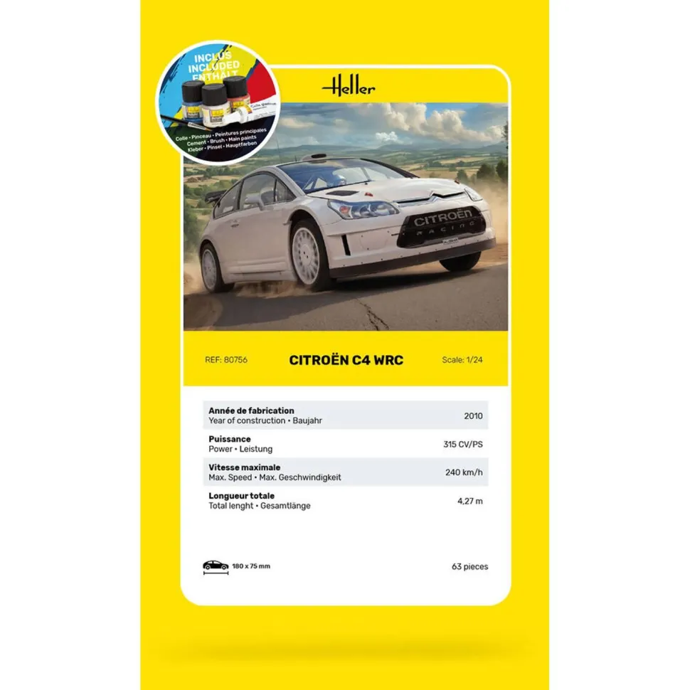 Maquette voiture : Starter kit : Citroën C4 WRC - Heller