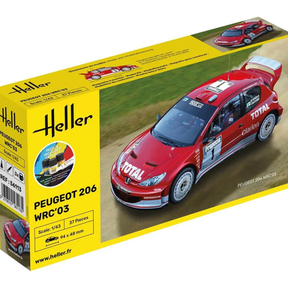 Maquette voiture : Starter Kit : Peugeot 206 WRC'03 - Heller