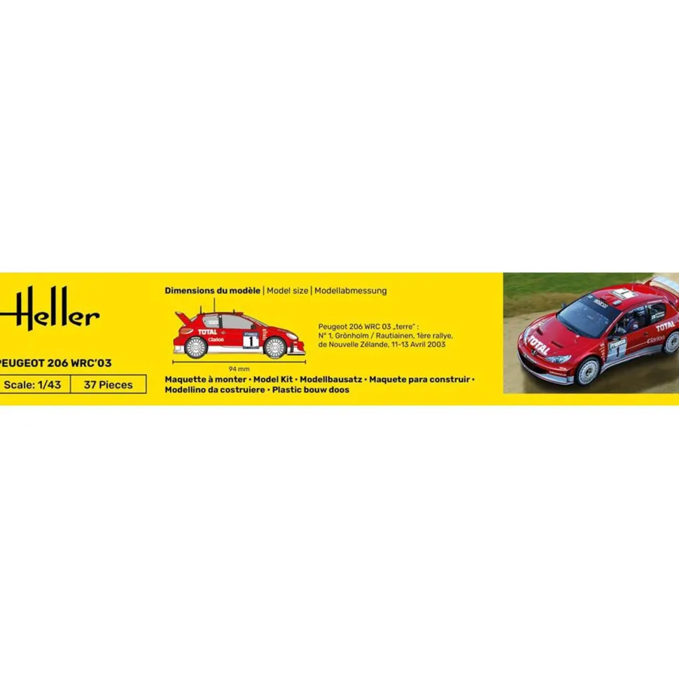 Maquette voiture : Starter Kit : Peugeot 206 WRC'03 - Heller