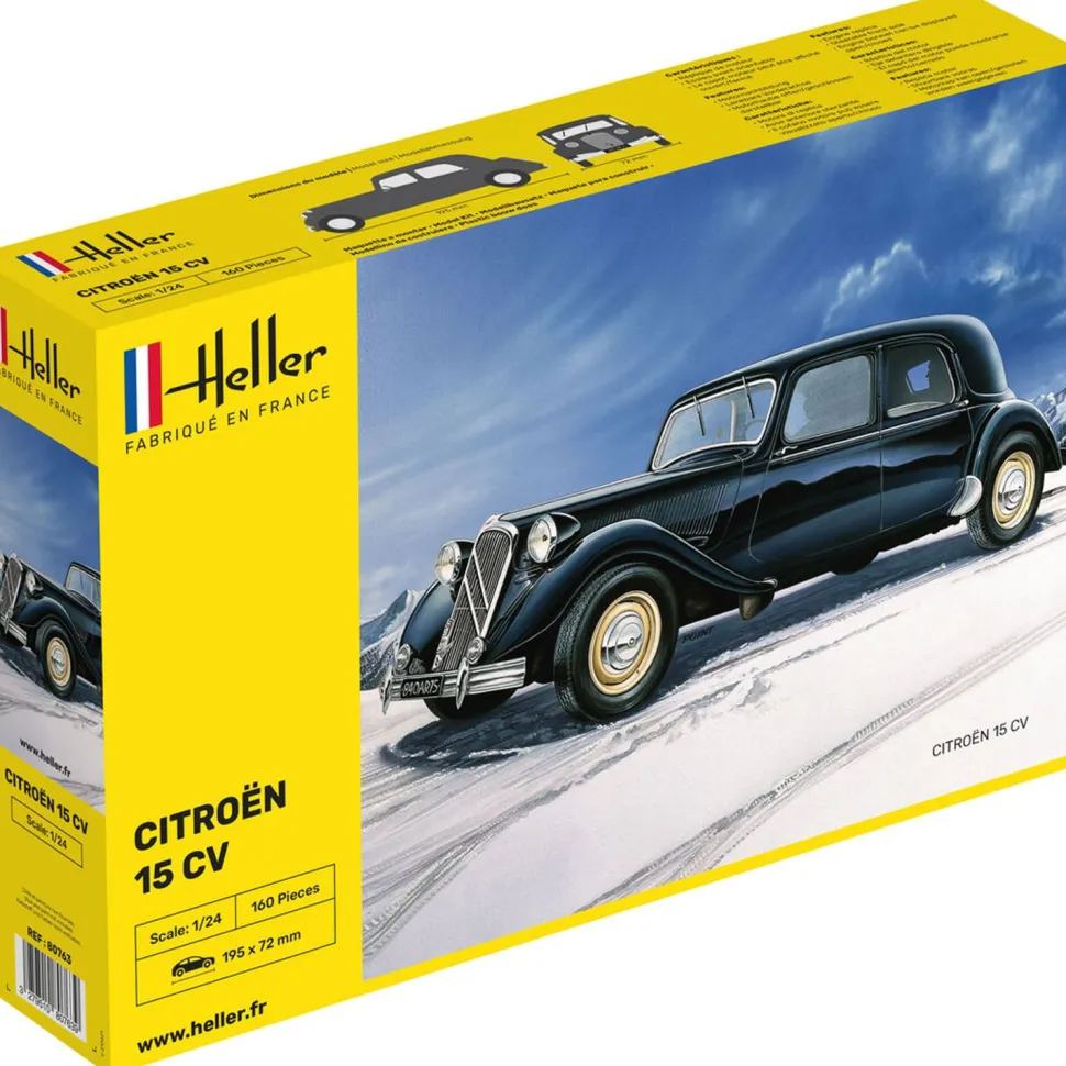 Maquette voiture : Citroën 15 CV noire - Heller