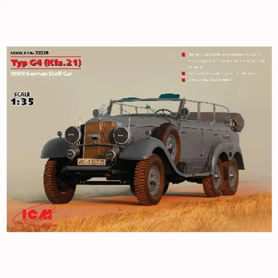 Maquette voiture Type 4 G4 (Kfz.21) Véhicule d'Etat-Major Allemand 2ème Guerre Mondiale - ICM