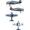 Maquettes avions : Set mini avions Grumman F4F-4 Wildcat - Trumpeter