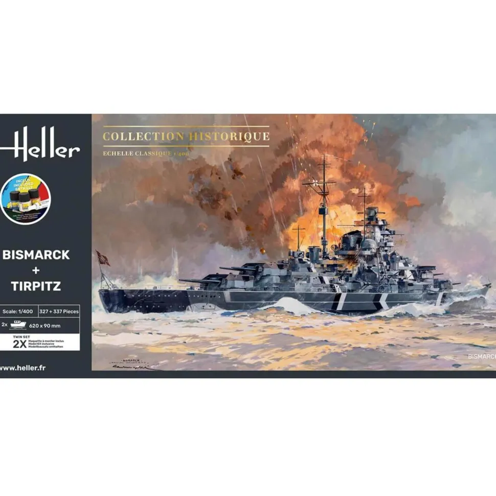 Maquettes bateaux : Collection historique : Starter Kit : Bismarck et Tirpitz - Heller