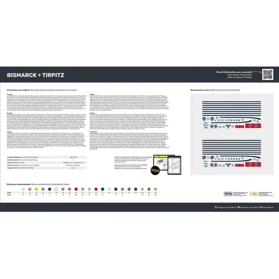 Maquettes bateaux : Collection historique : Starter Kit : Bismarck et Tirpitz - Heller
