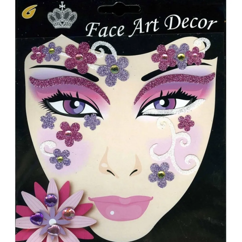 Maquillage visage autocollant Fleur de Carnaval - RueDeLaFete