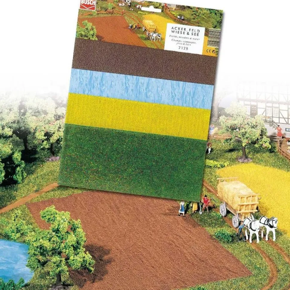 Modélisme : Accessoires de décor : Assortiment pré, champ, lac - Busch