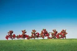 Modélisme : Végétation : 6 buissons à fleurs rouges - Faller