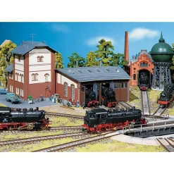 Modélisme ferroviaire HO : Rotonde à locomotive - 3 emplacements - Faller