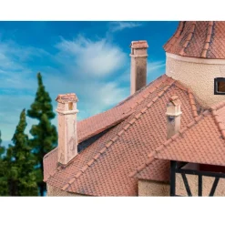 Modélisme HO : 4 cheminées à couronne en briques - Faller