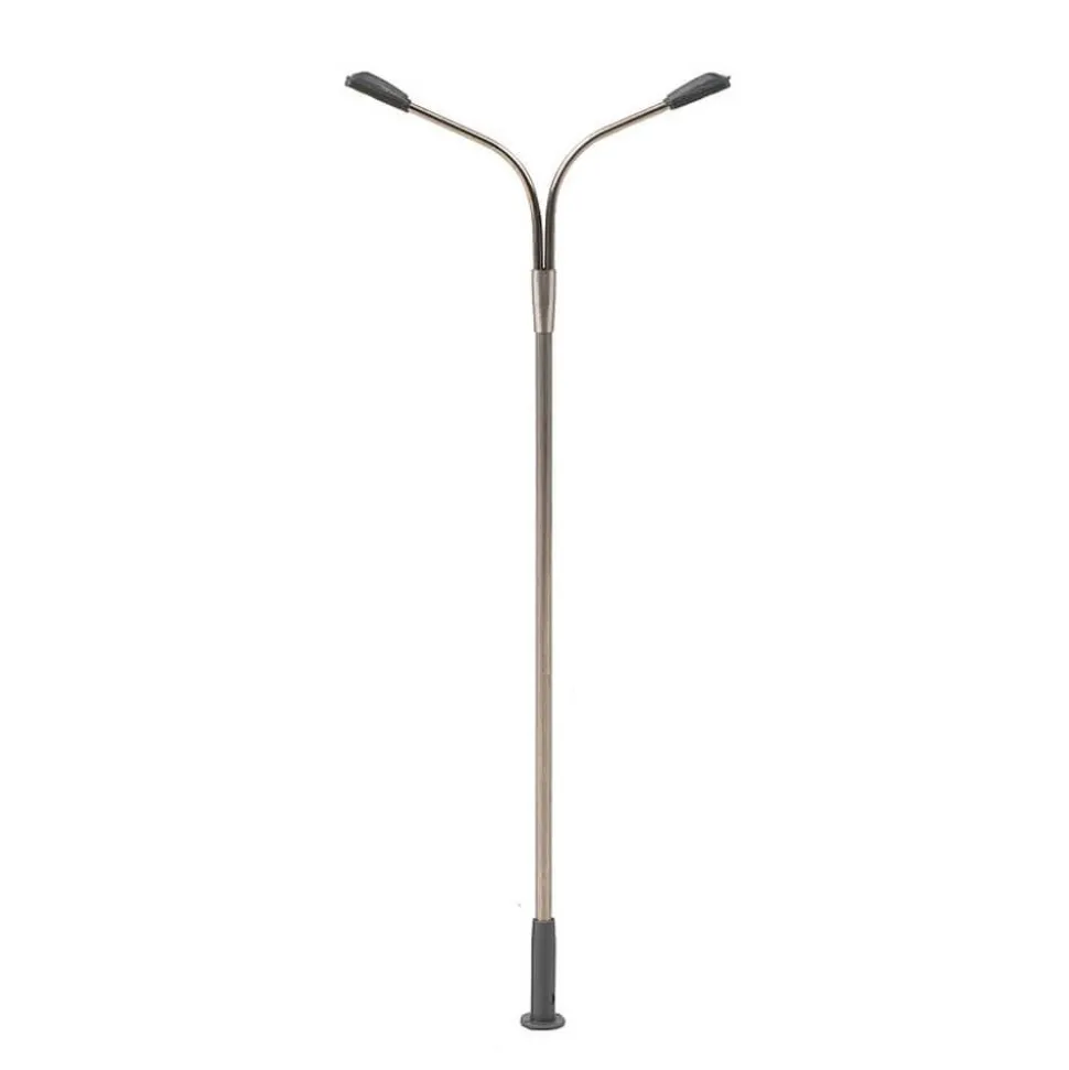 Modélisme HO : Éclairage public LED, lampadaire, deux bras - Faller