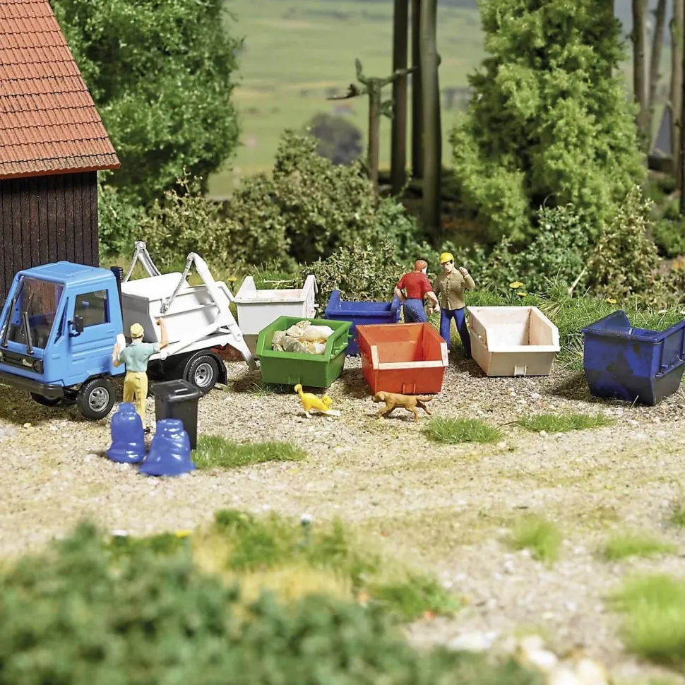 Modélisme HO : 4 conteneurs pour déchets - Busch