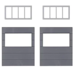 Modélisme HO : 2 Éléments de murs avec fenêtres horizontales, Goldbeck - Faller