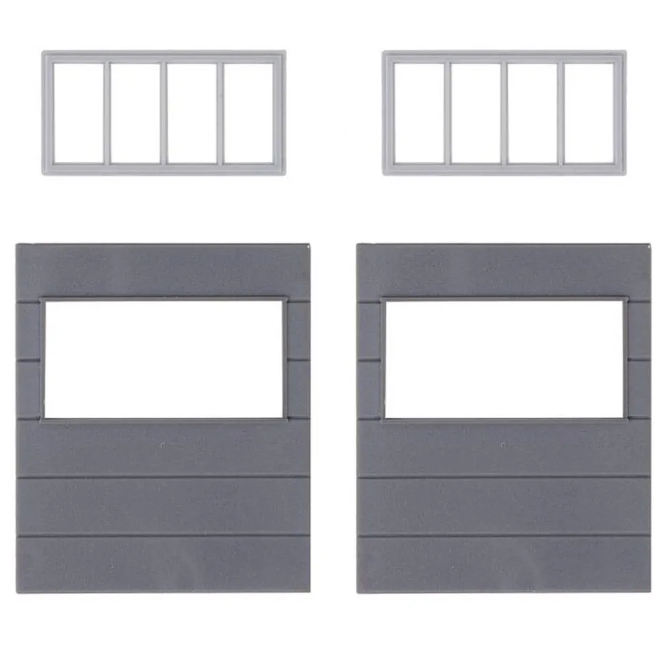 Modélisme HO : 2 Éléments de murs avec fenêtres horizontales, Goldbeck - Faller