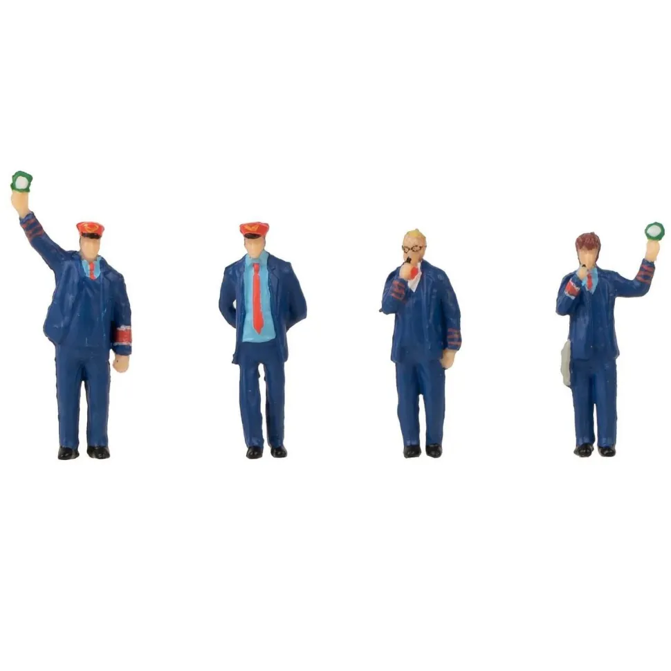 Modélisme HO : Figurines : lot personnel ferroviaire, avec minibruitage et sifflements - Faller