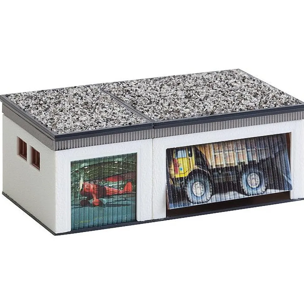Modélisme HO : Garage double avec pièces de commande - Faller