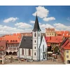 Modélisme HO : Église de petite ville blanche - Faller