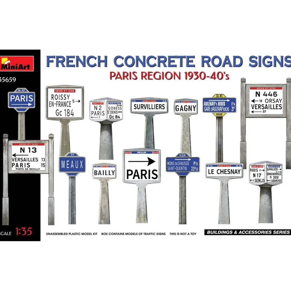 Panneaux routiers béton Paris 1930-40 – 1:35 - Mini Art