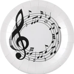 Paquet de 10 Assiettes Musique Clé de sol, Blanc - RueDeLaFete