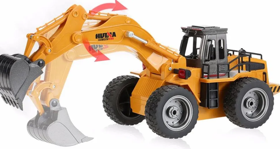 Pelleteuse sur roues 1/18 RTR 2.4Ghz avec godet métal - Hui Na Toys