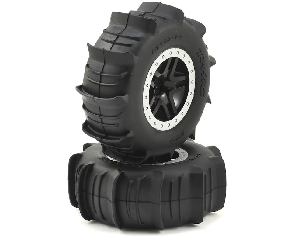 Pneus + Jantes Satin Chrome Beadlock Style Pneus Pelle (2) - Traxxas - Traxxas