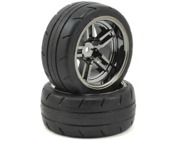 Pneus + Jantes Arriere Chromees Noir 1,9 (2) - Traxxas - Traxxas