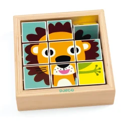 Puzzle 9 cubes en bois : Tournanimo - Djeco