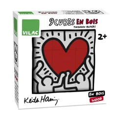 Puzzle 9 cubes en bois Keith Haring - Vilac