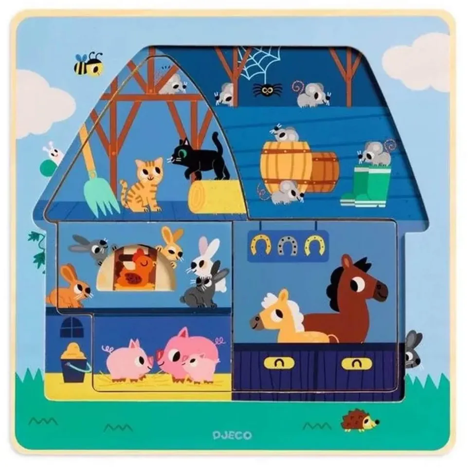 Puzzle 3 niveaux : chez Moo - Djeco