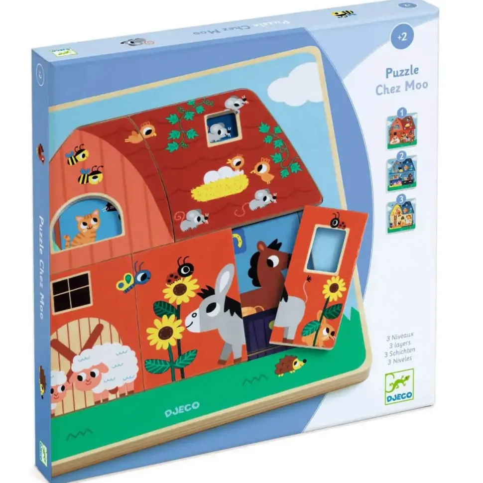 Puzzle 3 niveaux : chez Moo - Djeco
