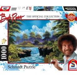 Puzzle 1000 pièces : Bob Ross : Chute d'eau dans la clairière - Schmidt