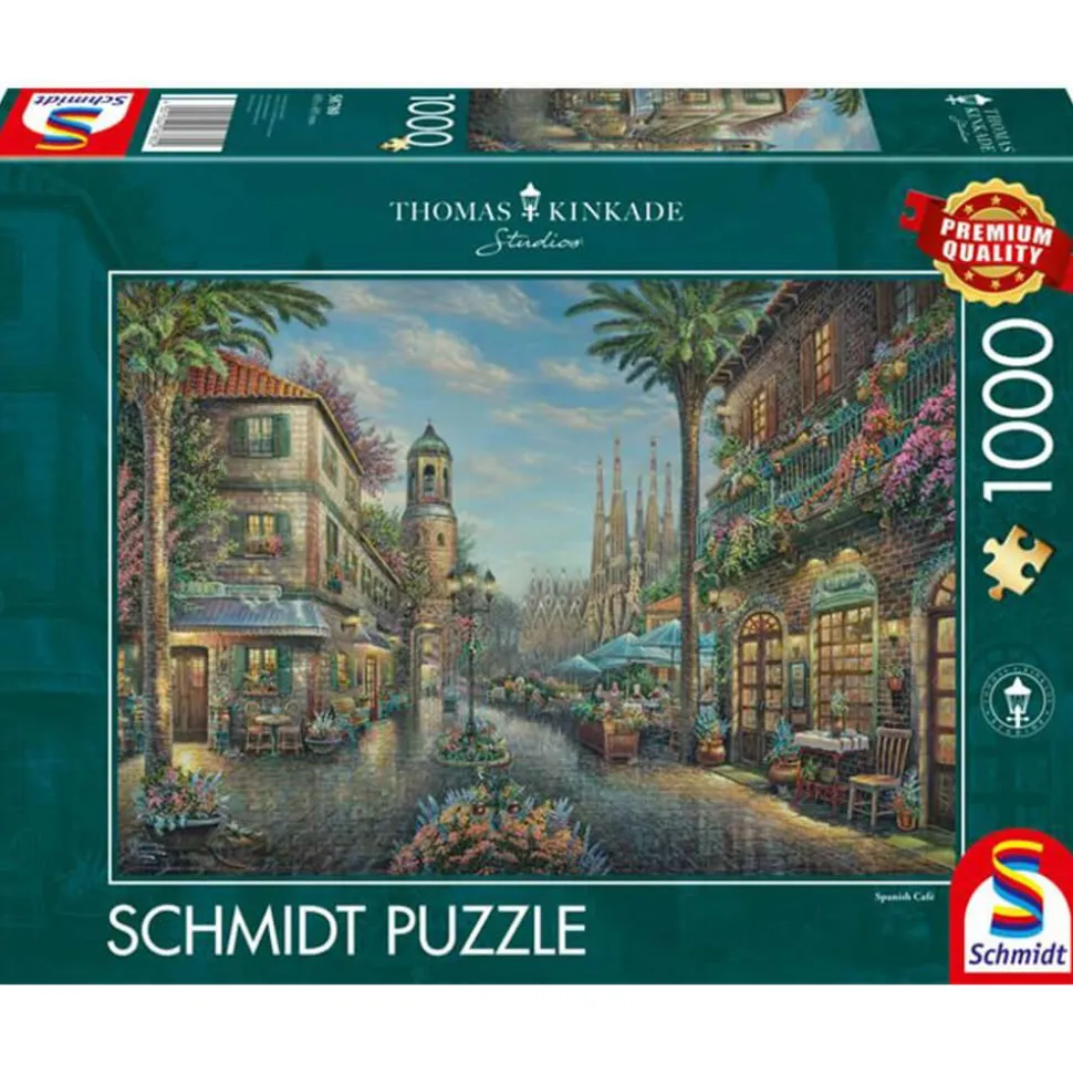 Puzzle 1000 pièces : À la terrasse d’un café espagnol, Thomas Kinkade - Schmidt