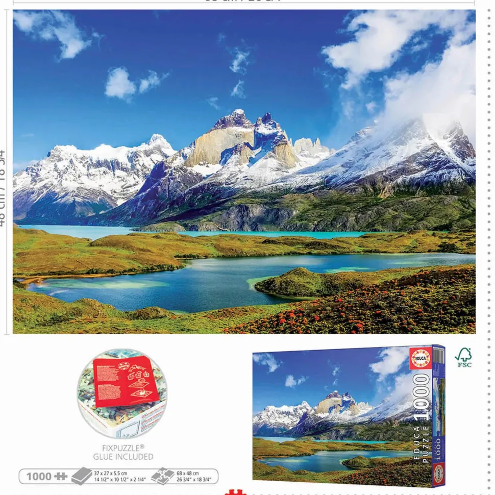 Puzzle 1000 pièces : Tours du Paine, Patagonie - Educa