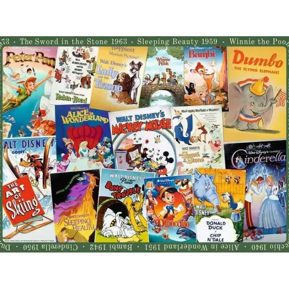 Puzzle 1000 pièces : Affiches vintage des films Disney - Ravensburger