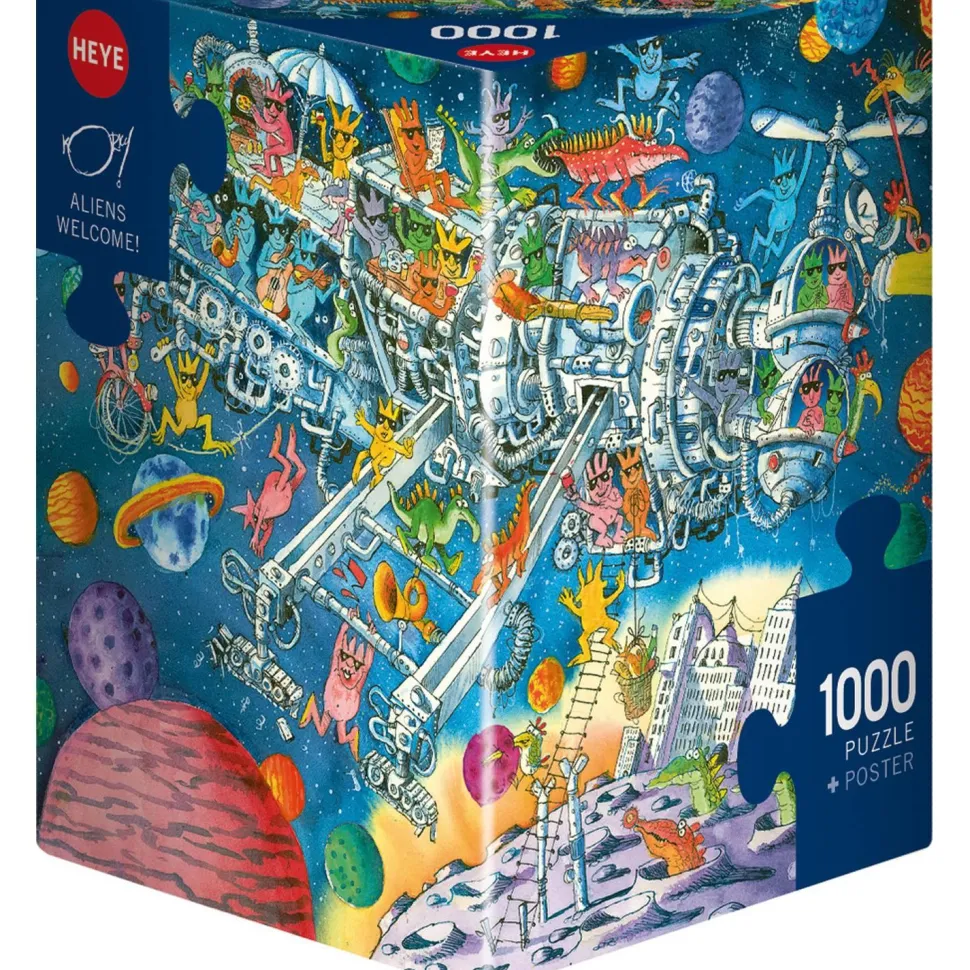 Puzzle 1000 pièces : aliens triangulaires bienvenue - Heye