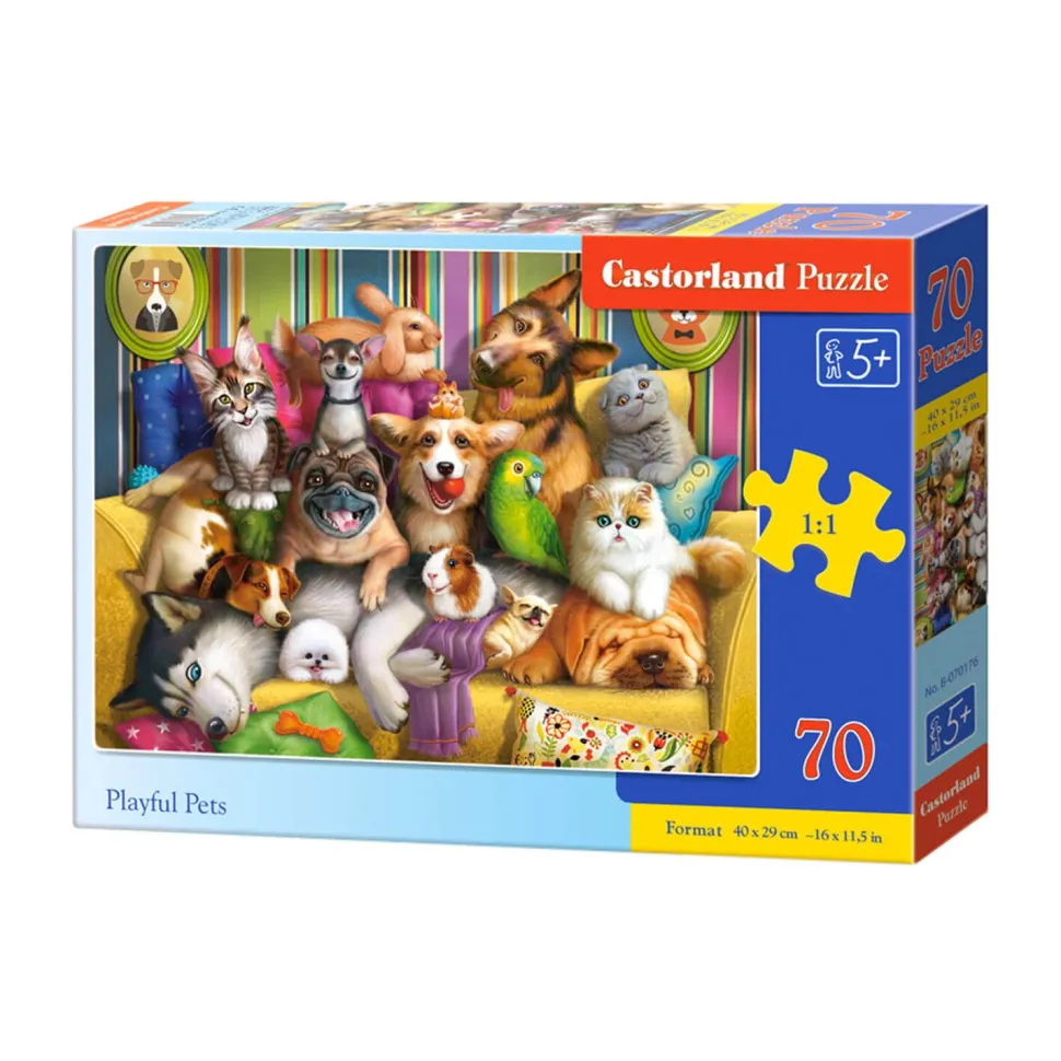 Puzzle 70 pièces : Animaux ludiques - Castorland