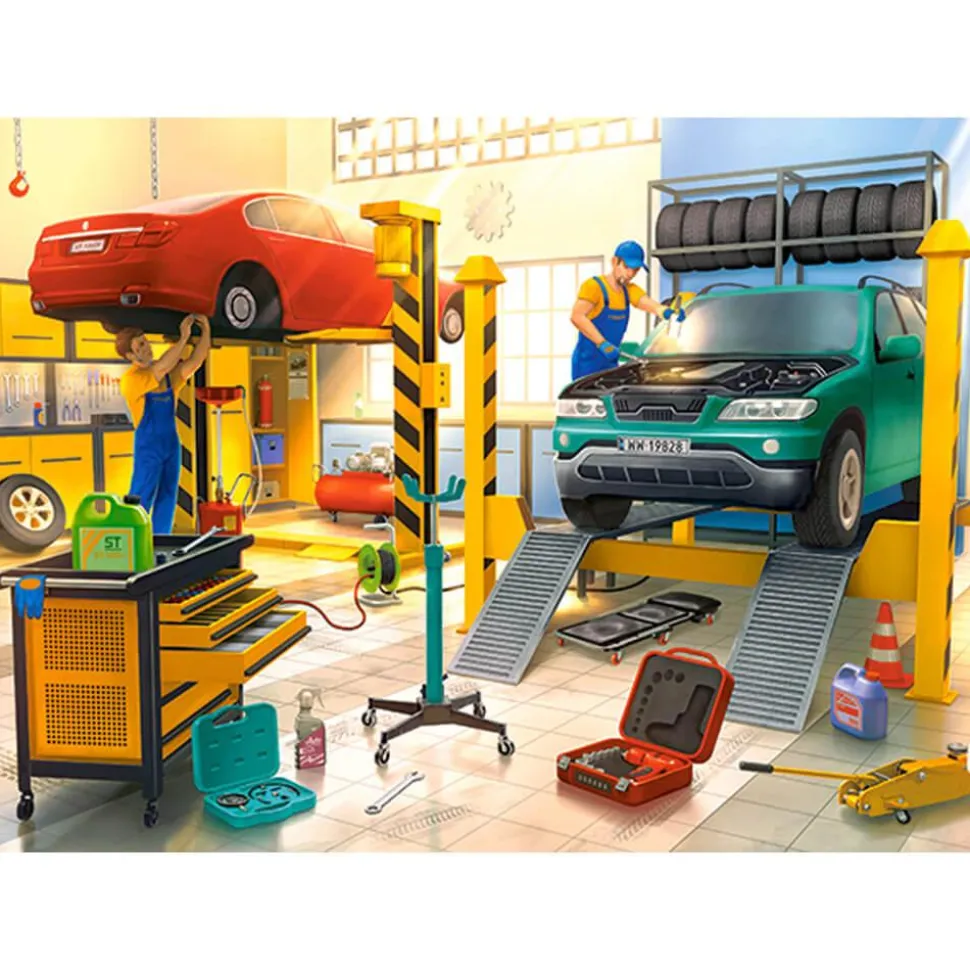 Puzzle 120 pièces : Atelier de voitures - Castorland